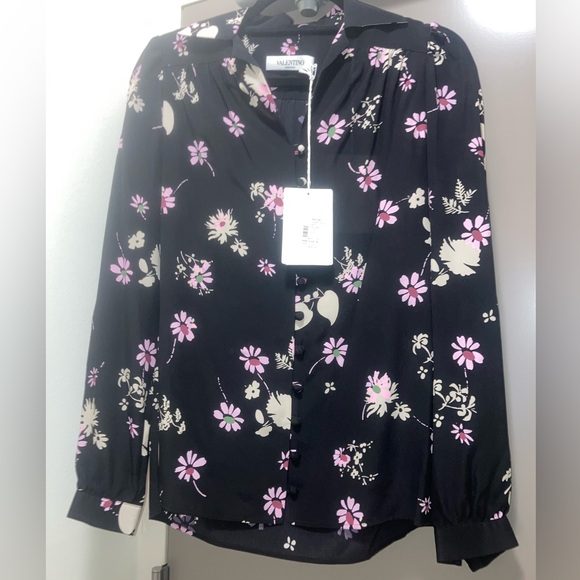 Valentino Pre-Fall 2017 Floral Silk Blouse Size US 2 - Picture 6 of 7